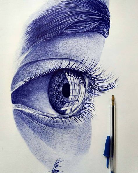 me on Instagram: “#repost 🎨Artist : @shubhamkairiart_realistic . . . .••••••••••••••••••••••••••••••••• follow @art_hanika 🌸 Comment your thoughts or rate it…” Drawings Of Eyes, Ballpen Drawing, Stylo Art, Biro Drawing, Biro Art, Eye Drawings, Ballpoint Pen Art, Pen Art Work, Eyeball Art