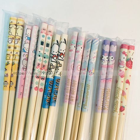 Pochacco Stuff, Cute Chopsticks, Kuromi Girl, Kawaii Cinnamoroll, Summer Fashion Dresses Casual, Cute Stationary School Supplies, Cherry Blossom Print, Stationary Supplies, My Melody Kuromi