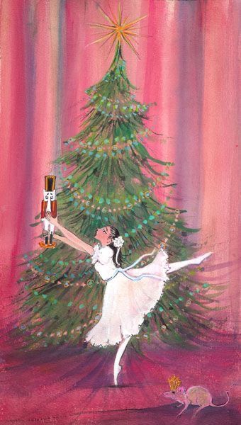 Nutcracker Dance, Ballerina Nutcracker, Ballet Wallpaper, Ballet Illustration, P Buckley Moss, Pink Xmas, Vintage Christmas Images, The Nutcracker, Christmas Scenes