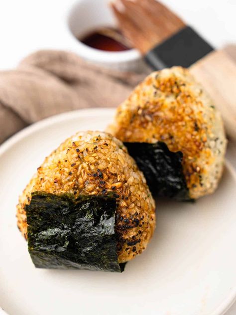 Yaki Onigiri - Catherine Zhang Catherine Zhang, Yaki Onigiri, Unagi Sauce, Grilled Rice, Japanese Egg, How To Cook Rice, Rice Balls, Sushi Rice, Crab Meat