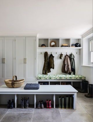 A restful waterside house by Turner Pocock with a garden full of surprises | House & Garden Waterside House, Turner Pocock, Muddy Shoes, Utility Room Designs, Georgian Style Homes, Oval Room Blue, Long Room, Mudroom Design, Hand Painted Wallpaper