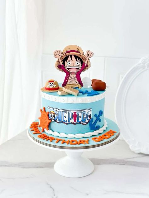 Luffy Cake One Piece, Monkey D Luffy Cake, One Piece Birthday Theme Party Ideas, One Piece Anime Cake, Luffy Cake, 2023 Cakes, One Piece Cake, One Piece Birthdays, Milk Chocolate Fudge