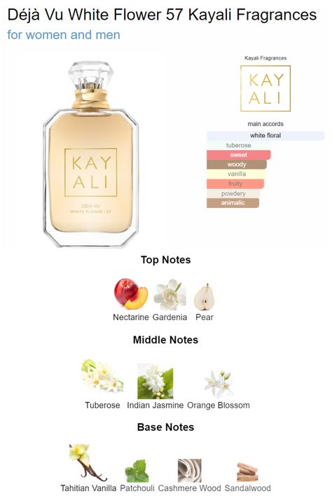 Kayali Deja Vu White Flower, Kayali Deja Vu, Vanilla Floral Perfume, Kay Ali White Flower Perfume, Flowery Perfumes, Floral Arab Perfume, Floral Fragrance For Women, Seductive Perfume, Flower Perfume