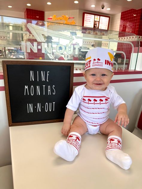 9 Month Birthday Photoshoot Ideas, In N Out Baby Photoshoot 9 Months, 9 Months In N Out Photoshoot, In N Out Baby Photoshoot, 9 Month Milestone Picture Ideas, 9 Months In 9 Months Out Photo Ideas, 9 Months Photoshoot Ideas, 9 Month Picture Ideas, Nine Months Baby Photoshoot