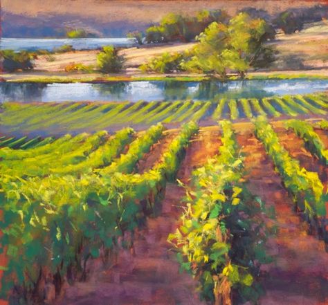 Finished painting Amanda Houston, Tuscany Vineyard, Vineyard Art, California Vineyards, Painting Courses, California Landscape, Original Pastel, Mountain Paintings, Plein Air Paintings