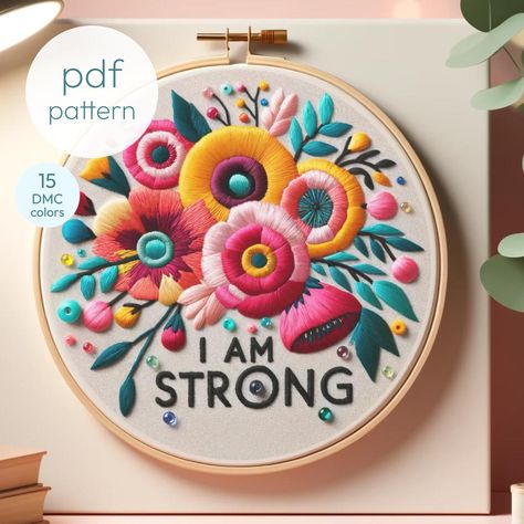 Mindful Stitching, Embroidery Guide, I Am Strong, Dmc Thread, Crafts Beautiful, Try Something New, Hoop Art, Embroidery Pattern, Embroidery Hoop