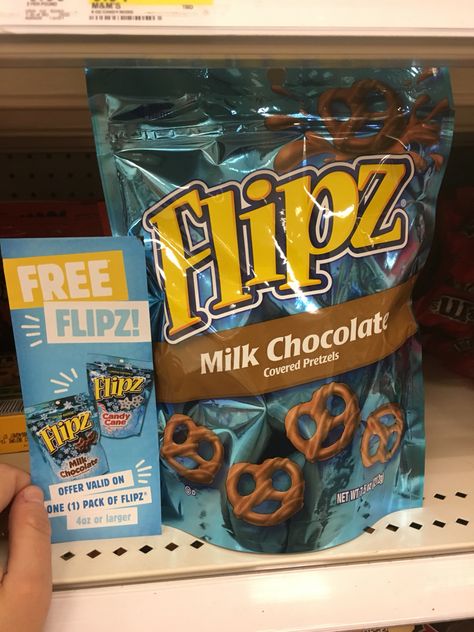 I got two coupons for free Flipz bags, so I could host a movie night - so yum & fun! Flipz Pretzels, Chocolate Covered, Snacks Pretzels, Gift Inspo, Food Combining, Chocolate Covered Pretzels, Pregnancy Test, Pretzels, Milk Chocolate