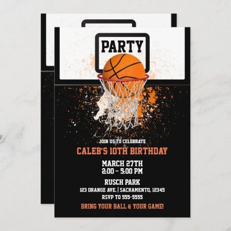 Basketball Birthday Party Invitations, Background Basketball, Orange Balls, Basketball Birthday Invitations, Basketball Invitations, Basketball Birthday Party, Sports Birthday Invitations, Basketball Birthday Parties, Sports Birthday Party