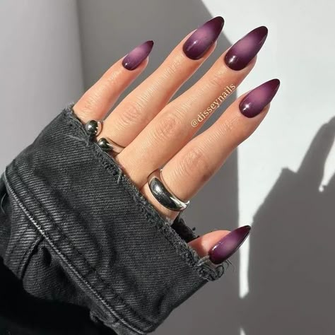 October Nail Ideas, Dark Purple Nails, Plum Nails, Lilac Nails, Airbrush Nails, Purple Nail Designs, October Nails, Purple Nail, Thanksgiving Nails