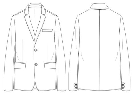 Blazer Technical Drawing Woman, Blazer Sketch Fashion Illustrations, Blazer Flat Drawing, Blazer Technical Drawing, Blazer Template, Blazer Flat Sketch, Jacket Technical Drawing, Blazer Drawing, Blazer Sketch