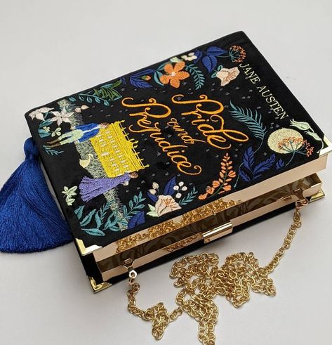 Book Clutch Purse, Embroidered Book, Pearls Ring, Libra Rising, Novelty Handbags, Personalized Clutch, Statement Handbag, Book Clutch, Silver Handbag