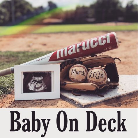 Baby Announcement. Baseball theme. Rainbow baby Sonogram Announcement, Baseball Babies, Baseball Baby Announcement, Sonogram Pregnancy Announcement, Baseball Pregnancy Announcement, Baseball Gender Reveal, Baby Announcement Ideas, Rainbow Baby Announcement, Baby Baseball