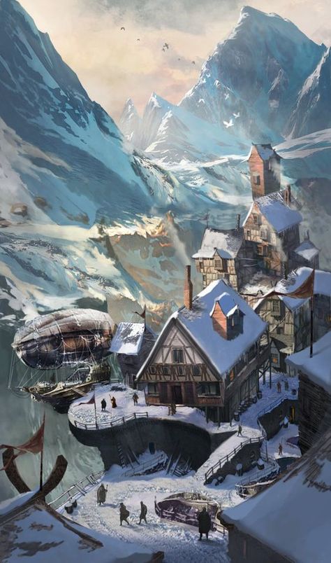 Creature Fantasy, Fantasy Town, Art Disney, Fantasy City, Fantasy Setting, Fantasy Places, Fantasy Map, Fantasy Art Landscapes, Fantasy Concept Art