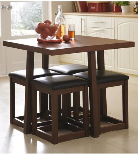 Small Dining Table And Chairs, Space Saving Dining Table Ideas, Table For Small Kitchen, 4 Seat Dining Table, Dining Room Table Design, Room Table Design, Small Dining Room Set, Dining Table Small Space, Compact Dining Table