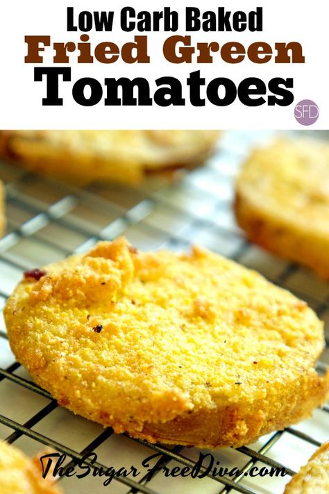 Low Carb Baked Green Tomatoes #baked #tomatoes #summer #fried #recipe #healthy #lowcarb Green Tomatoes In Air Fryer, Tomatoes In Air Fryer, Baked Green Tomatoes, Sugar Free Chocolate Brownies, Keto Vegetables, Strawberry Poke Cakes, Carb Dishes, Green Tomato Recipes, Low Carb Backen