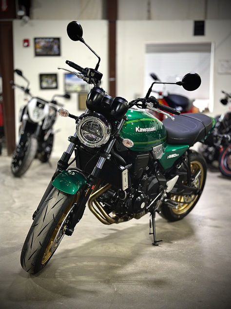 This 2022 Kawasaki ER650 Z650RS 50th Anniversary comes equipped with ABS. 

Sports performance and rider comfort make the Z650RS dynamic. Agile handling and modern engineering complement its vintage style, giving riders the best of old and new. Powered by a 649cc parallel twin engine, the Z650RS puts 67 horsepower and 47 foot-pounds of torque through a six-speed transmission. It weighs in at 412 pounds and has a 32.2-inch seat height. Kawasaki Z650 Rs, Z650 Rs, Kawasaki Z650, Kawasaki Motorcycle, Kawasaki Motorcycles, Sports Performance, Sport Performance, 50th Anniversary, Old And New