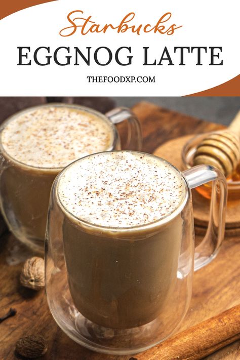 Indulge in the holiday spirit with a homemade Starbucks Eggnog Latte. This creamy, rich beverage combines espresso, eggnog, and a sprinkle of cinnamon for a festive treat. Eggnog Latte Recipe, Eggnog Drinks, Eggnog Latte, Creamy Eggnog, Alcoholic Cocktails, Festive Drinks, Decadent Cakes, Easy Drinks, Latte Recipe