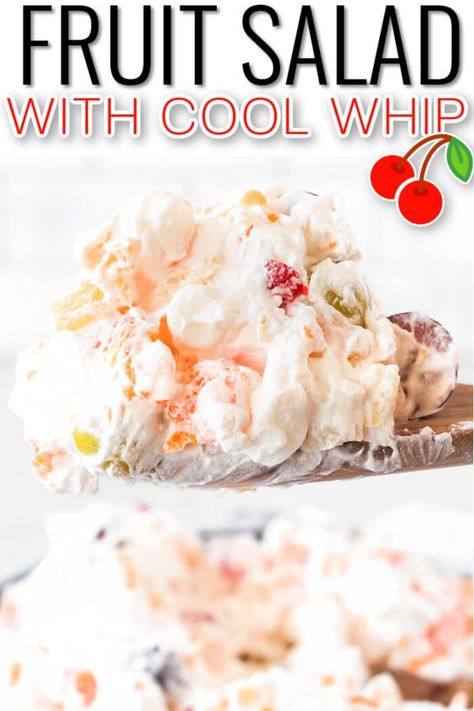 EASY FRUIT SALAD WITH COOL WHIP Fruit Salad Cool Whip, Fruit Salad With Cool Whip, Fruit Salad With Whipped Cream, Savory Potato Salad, Simple Fruit Salad, Baked Tomato Recipes, Thanksgiving Recipes Side Dishes Easy, Easy Fruit Salad, Fluff Salad Recipes