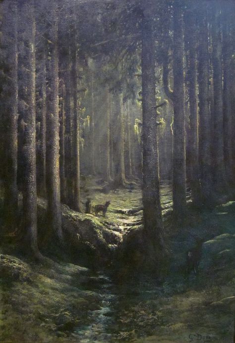 Forest at Twilight, Gustav Dore. I can't believe how great he is at capturing light. 숲 사진, Forest Drawing, Carnegie Museum Of Art, Gustave Dore, Forest Illustration, Fantasy Forest, Forest Painting, Arte Obscura, Forest Art