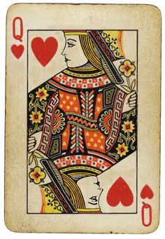 Queen Playing Card Design, Playing Cards Face Cards, Queen Playing Card, Queen Of Hearts Tattoo, Queen Of Hearts Card, Celestia Ludenberg, Playing Card Art, Hearts Playing Cards, Playing Cards Art