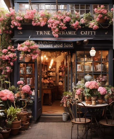 Flower Shops In Paris, Flowerist Shop Aesthetic, French Floral Shop, Flower Shop With Bakery, Flower Shop In Paris, Paris Cafe With Flowers, Florist Aesthetic Shop, Floral Cafe Interior, Modern Flower Shop Interior Design