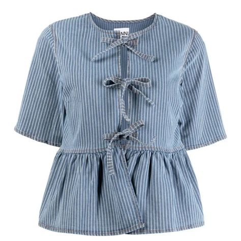 GANNI striped organic cotton blouse Stripe Outfits, Summer Blue, Cotton Blouses, Casual Shirt, Look Chic, Outfits Casuales, Look Fashion, Summer Women, Blouse Designs