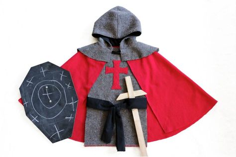 How to Make a Knight Costume                                                                                                                                                                                 More Knight Vbs, Knights Costume, Diy Knight Costume, Knight Costume For Kids, Medieval Knight Costume, Costume Chevalier, Diy Costumes Kids Boys, Knight Outfit, Medieval Party