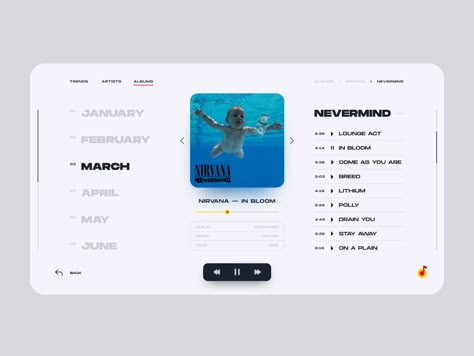 Desktop Music App by Sergey Filkov | Dribbble Music Ui Design, Music Layout, Nirvana In Bloom, Music Ui, Music App Design, Fluent Design, Music Player App, Ux Design Process, Minimalist Music