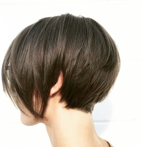 8 Likes, 1 Comments - Katherine Velez (@katkolorz) on Instagram: “Growing out a pixie doesn't have to be so bad. Keep it edgy when transitioning into a bob with cool…” Classy Short Haircuts, Growing Out A Pixie, Hairstyles For Thick Hair, Asymmetrical Bob Haircuts, Stacked Bob Hairstyles, Hair Line, Hair Bob, A Bob, Short Hairstyles For Thick Hair