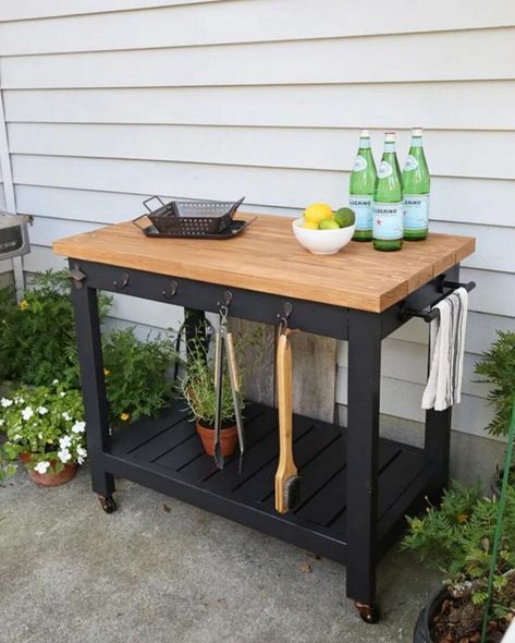 Diy Grill Cart, Diy Grill Table, Outdoor Grill Cart, Outdoor Cooking Station, Patio Refresh, Grill Cart, Outdoor Grill Station, Diy Grill, Bbq Table