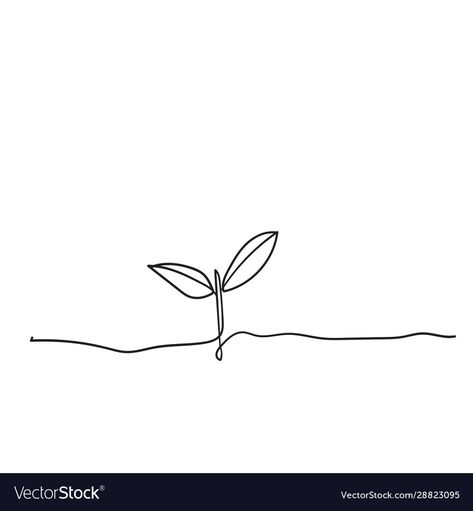 Growing Seed Tattoo, Small Tattoos Growth, Sprouting Seed Tattoo, Line Art Plant Drawings, Bean Sprout Tattoo Simple, Sprout Drawing Cute, Seedling Tattoo Simple, Seed Tattoo Sprouting, Sprout Tattoo Plant