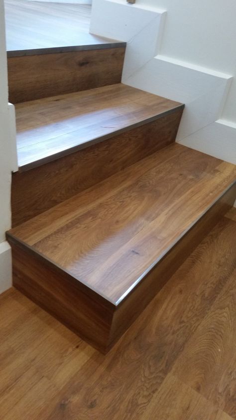 Karndean can even be fitted on stairs! Lvt Stairs, Stair Redo, Flooring On Stairs, Laminate Flooring On Stairs, Redo Stairs, Dining Extension, Rustic Oak Flooring, Kitchen Stairs, Vinyl Wood Flooring