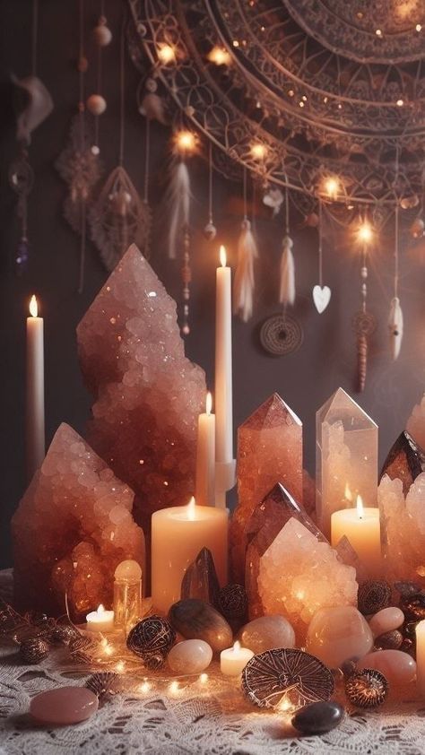 Crystal Wallpaper Aesthetic, Crystals Aesthetic Wallpaper, Spiritual Room Aesthetic, Crystal Room Decor, Crystal Room, Tout Rose, Healing Room, Crystal Altar, Crystal Aesthetic