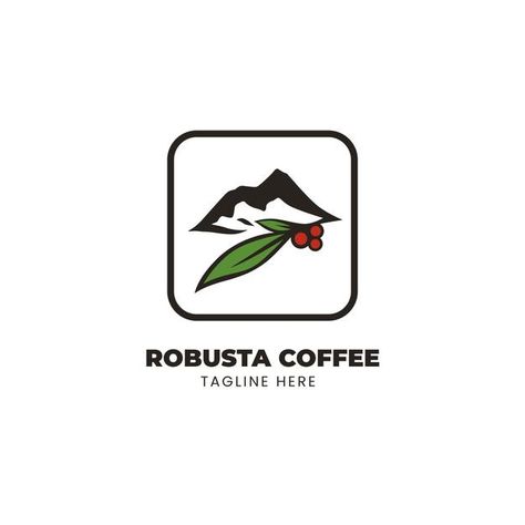 Coffee and mountain logo design | Premium Vector #Freepik #vector #logo Mountain Logo Design, Robusta Coffee, Mountain Logo, Mountain Coffee, Mountain Logos, Coffee Logo, About Coffee, Coffee Branding, Vector Logo