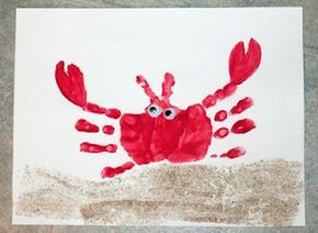 handprint crab Sea Creatures Crafts, Crab Crafts, Hand Print Art, Footprint Crafts, Hand Prints, Footprint Art, Foot Print, Handprint Crafts, Daycare Crafts