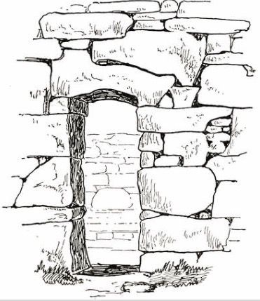 Ruins Drawing Sketch, How To Draw Ruins, How To Draw Stone Walls, Rock Wall Drawing, Ruins Sketch, Ruins Drawing, Stone Wall Drawing, Ruins Painting, Well Drawing