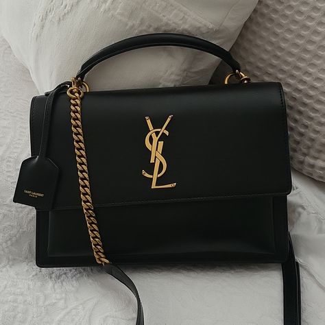 Authentic Ysl Sunset Medium Top Handle Bag With Detachable Strap And Gold/Brass Hardware. Excellent Condition. See Pictures For More Details On Dimensions. Keep 20% Poshmark Fees In Mind When Making An Offer. Affordable Luxury Bags, Sac Yves Saint Laurent, Bags Ysl, Expensive Bag, My Style Bags, Luxury Bags Collection, Handbag Essentials, Saint Laurent Bags, Girly Bags