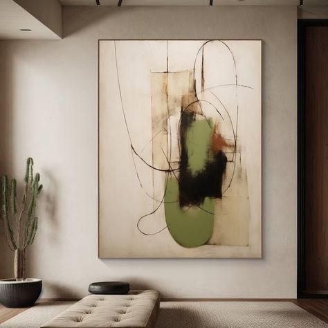 Large Minimalist Abstract Painting Beige Green Minimalist Painting on Canvas Large Abstract Brown Minimalist Wall Art Beige Wall Decor Gift - Etsy Abstract Painting Beige, Beige Wall Decor, Green Minimalist, Wabi Sabi Wall Art, Beige Wall, Art Minimaliste, Scandinavian Art, Minimalist Painting, Textured Wall Art