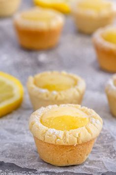 Lemon Sugar Cookie Cups are just the cutest! Use any kind of curd you want to make them yours. Lemon Curd Cups, Mini Lemon Pies, Lemon Cups, Lemon Curd Cookies, Lemon Pies, Lemon Sugar Cookie, Sugar Cookie Cups, Cookie Cups Recipe, Lemon Cookie