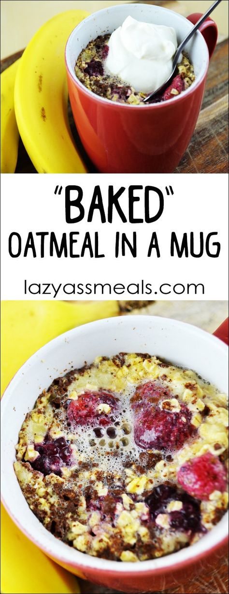 Oatmeal In A Mug, Breakfast In A Mug, Easy Baked Oatmeal, Cooked Oatmeal, Microwave Oatmeal, Microwave Mug Recipes, Oatmeal For Breakfast, Mug Recipe, Mug Decor