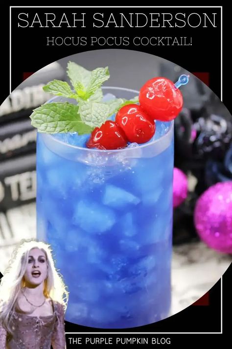 Are you looking for a fun Halloween drink that will wow your guests? Look no further than this Sarah Sanderson cocktail! It's made with Blue Curaçao, Tequila, and Rum, and is sure to get you in the Halloween spirit. So put on your witch hat and get ready to make some magic! Cocktails With Blue Curacao, Hocus Pocus Sarah Sanderson, Sarah Sanderson Hocus Pocus, Fun Halloween Drinks, Cocktail Party Appetizers, Sarah Sanderson, Halloween Drink, Cocktail Drinks Alcoholic, Halloween Hocus Pocus