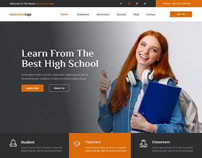 Check out new work on my @Behance profile: "school website" http://be.net/gallery/179645267/school-website School Website Design Templates, School Website Design Inspiration, School Website Design, School Website Templates, Web Design School, Wireframe Website, College Website, Vocational School, Website Mockup