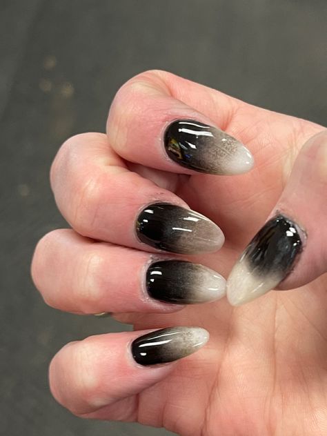 Black To White Ombre Nails, Black White Ombre Nails, Ombré Nails Black, Black And White Ombre Nails, White Ombre Nails, Ombré Nails, Glittery Nails, Ombre Nails Glitter, Grunge Nails