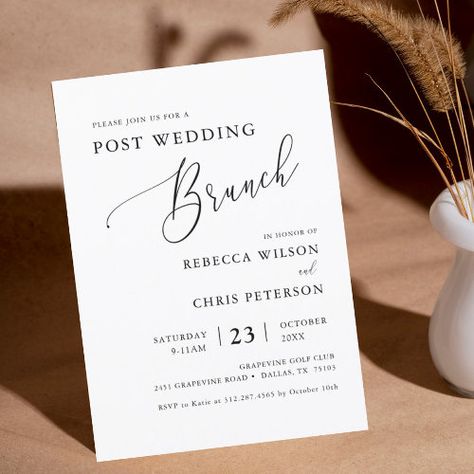 Elegant Rustic Post Wedding Brunch Invitation #zazzle #weddinginvitations #birthdayinvitations #babyshowerinvitations #zazzleinvitations #monogram #businesscards #graduation #homedecor Wedding Lunch Invitation, Post Wedding Invitations, Brunch Wedding Invitation, Farewell Brunch Wedding, Coffee Reception, Wedding Brunch Invitation, Post Wedding Brunch, Post Wedding Brunch Invitations, Lunch Invitation