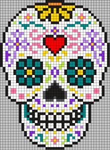 Sugar Skull Lapgan – doitMegself Pixel Art Background Desktop, Pixel Art Background Desktop Wallpapers, Skull Bead Pattern, Background Desktop Wallpapers, Cross Stitch Skull, Background Desktop, Beaded Flowers Patterns, Pixel Art Background, Crochet Skull