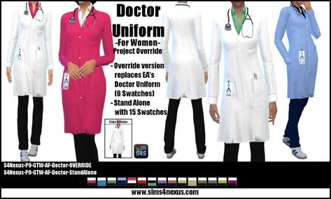 -Project Override- Womens’ Doctor Uniform - Sims 4 Cc Scientist Outfit, Sims 4 Hospital Clothes, Ts4 Doctor Cc, Sims 4 Nurse Outfit, Sims 4 Career Outfit, Sims 4 Lab Coat, Sims 4 Cc Doctor Outfit, Sims 4 Nurse Scrubs Cc, Sims 4 Medical Cc