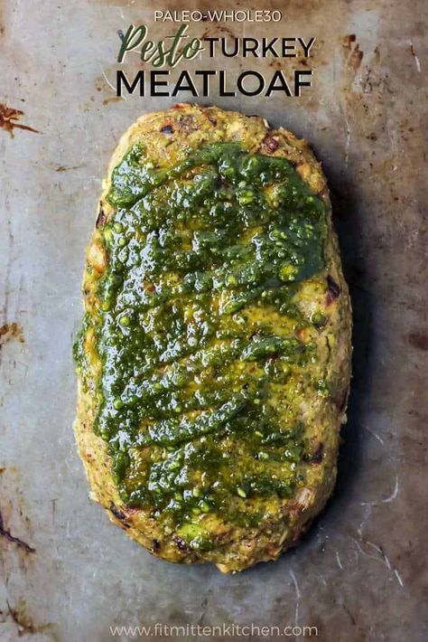 Ground Turkey Pesto, Meatloaf Easy, Easy Turkey Meatloaf, Pesto Turkey, Ground Turkey Recipe, Paleo Pesto, Turkey Pesto, Paleo Meatloaf, Paleo Turkey