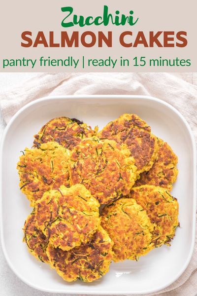 These zucchini turmeric salmon cakes are the perfect quick and healthy dinner. These patties can be made in less than 20 minutes and are high in protein and healthy fats! Great for kids and baby led weaning #seafoodrecipes #pantryrecipe #babyledweaningrecipes #cannedsalmon Salmon Fritters, Turmeric Salmon, Canned Salmon Cakes, Salmon Zucchini, Canned Salmon Patties, Zucchini Patties, Canned Salmon Recipes, Healthy Pantry, Salmon Patties Recipe