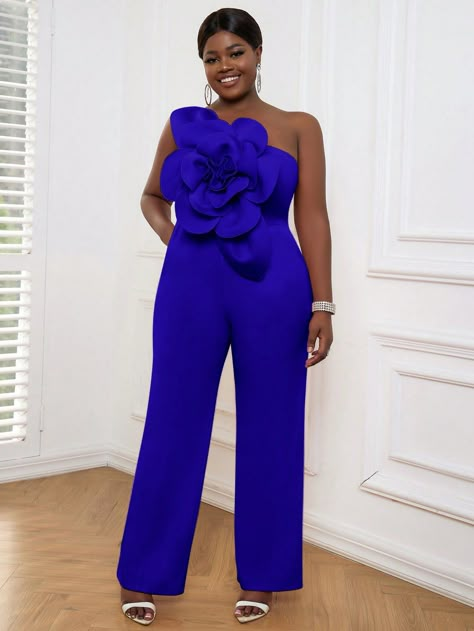 Plus Jumpsuit Outfit Plus Size, Classy Pantsuits For Women, Jumpsuit For Party, Jumpsuits For Women Classy, Blue Jumpsuits Outfit, Dinner Outfit Summer, Classy Jumpsuit, Trendy Jumpsuit, Dinner Dress Classy