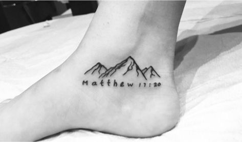 I'm in love with this Matthew 17:20 bible verse Christian tattoo. What a beautiful, meaningful way to honor our God. Such unique and meaningful tattoo design ideas for women including small cross, verses, symbols on foot, wrist, forearm and more. #wristtattoos #cutetattoos #tattoosforwomen #smalltattoos #tattooideas #minimalisttattoo #christiantattoo #christiantattoosforwomen Christian Tattoo Ideas, Tattoos For Women On Thigh, Be Still Tattoo, Tattoos For Women Meaningful, Cross Tattoo On Wrist, Bible Tattoos, Christian Tattoo, Bible Verse Tattoos, Verse Tattoos